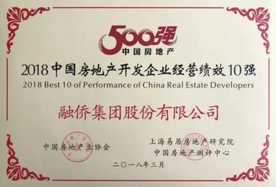 融僑集團(tuán)榮膺2018中國房企28強(qiáng),全國經(jīng)營績效第2位